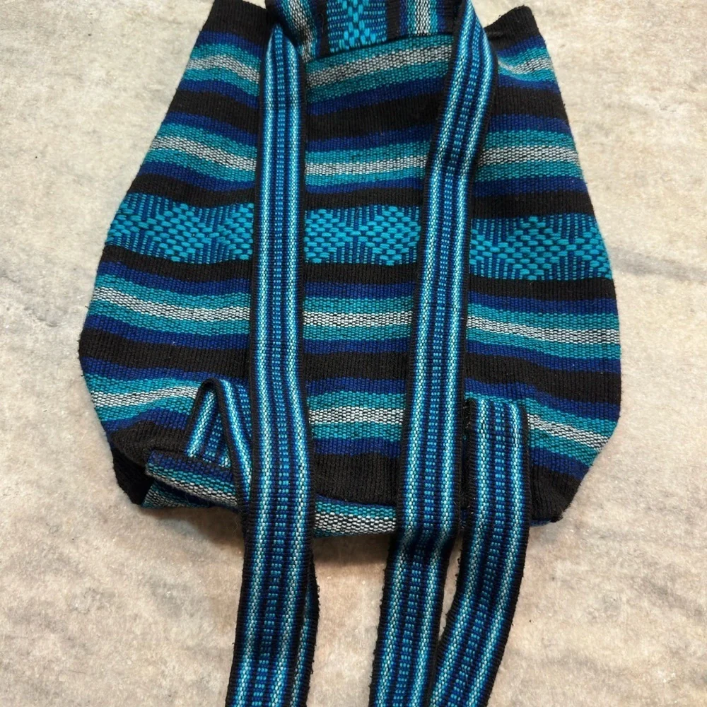 Striped Blue and Black Backpack